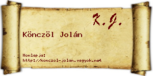 Könczöl Jolán névjegykártya