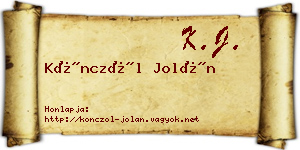 Könczöl Jolán névjegykártya